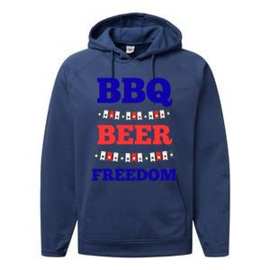 Bbq Beer Freedom Gift Performance Fleece Hoodie