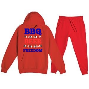 Bbq Beer Freedom Gift Premium Hooded Sweatsuit Set