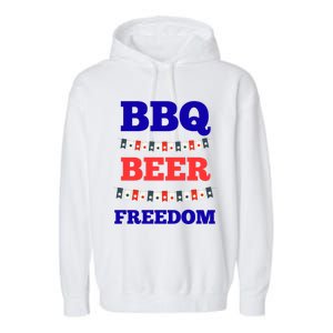 Bbq Beer Freedom Gift Garment-Dyed Fleece Hoodie