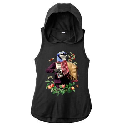 Blue Bird Fancy Animal Musician Ladies PosiCharge Tri-Blend Wicking Draft Hoodie Tank