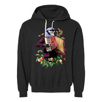 Blue Bird Fancy Animal Musician Garment-Dyed Fleece Hoodie