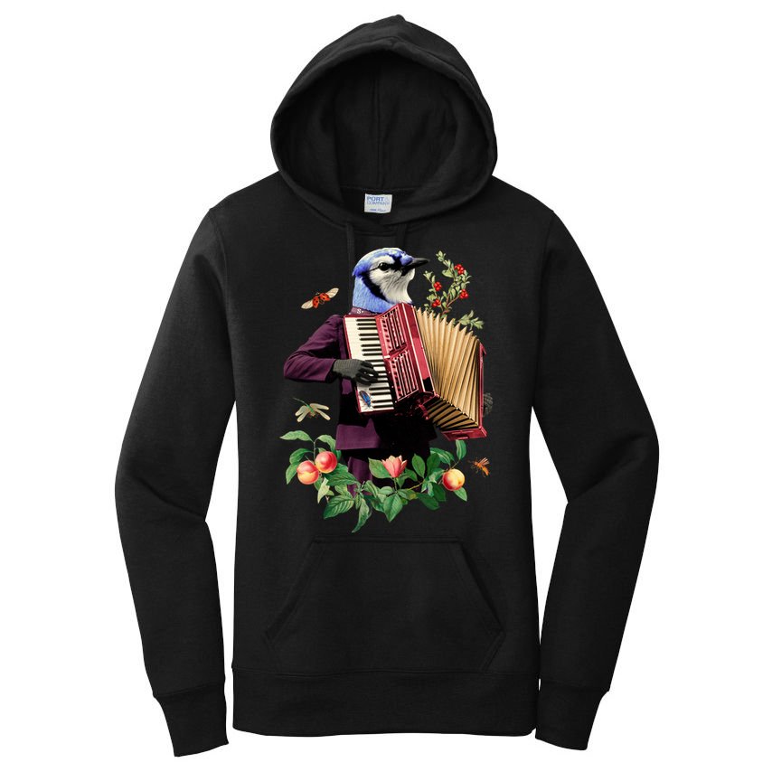 Blue Bird Fancy Animal Musician Women's Pullover Hoodie