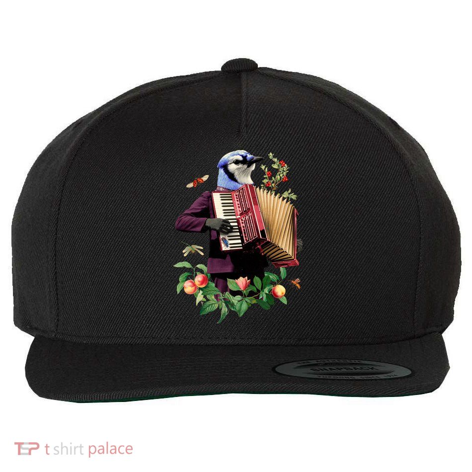 Blue Bird Fancy Animal Musician Wool Snapback Cap