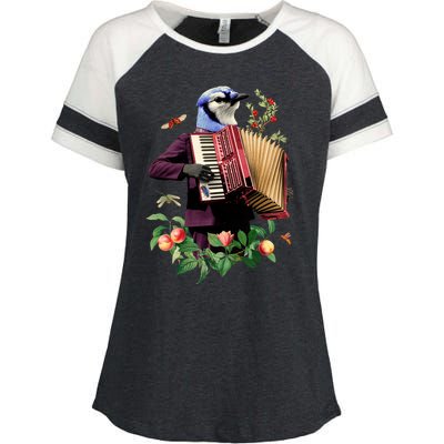 Blue Bird Fancy Animal Musician Enza Ladies Jersey Colorblock Tee