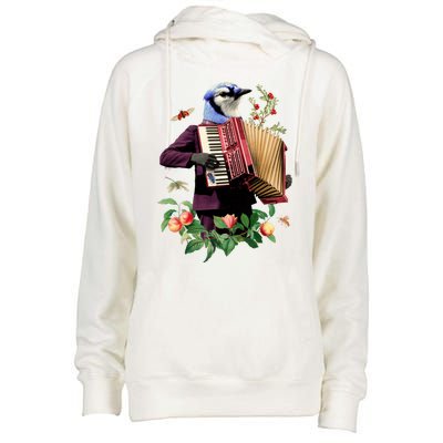 Blue Bird Fancy Animal Musician Womens Funnel Neck Pullover Hood