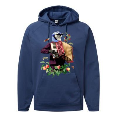 Blue Bird Fancy Animal Musician Performance Fleece Hoodie