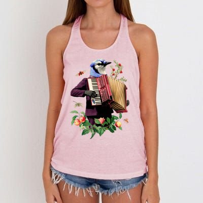 Blue Bird Fancy Animal Musician Women's Knotted Racerback Tank