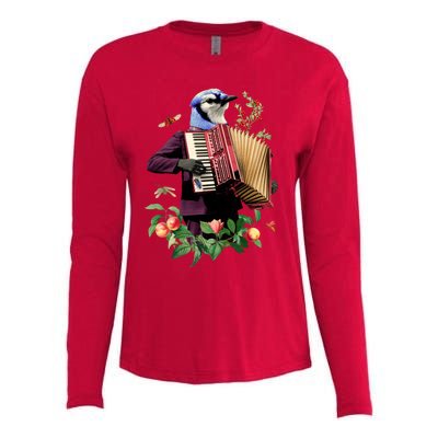 Blue Bird Fancy Animal Musician Womens Cotton Relaxed Long Sleeve T-Shirt