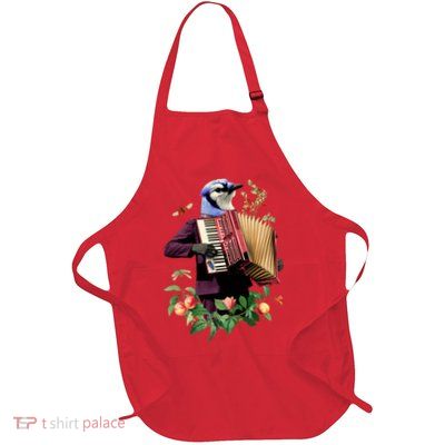 Blue Bird Fancy Animal Musician Full-Length Apron With Pockets