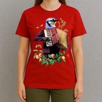 Blue Bird Fancy Animal Musician T-Shirt