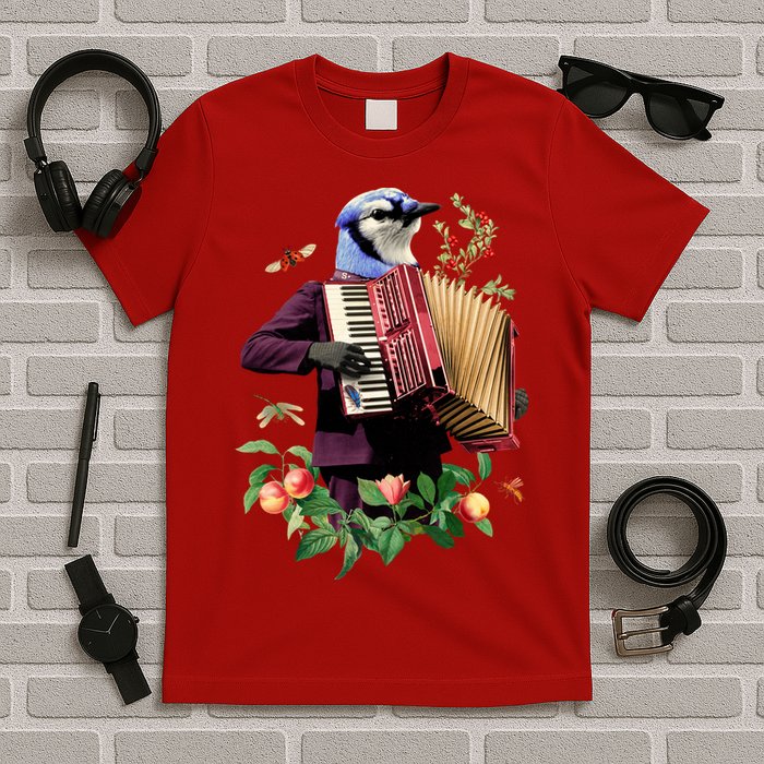 Blue Bird Fancy Animal Musician T-Shirt