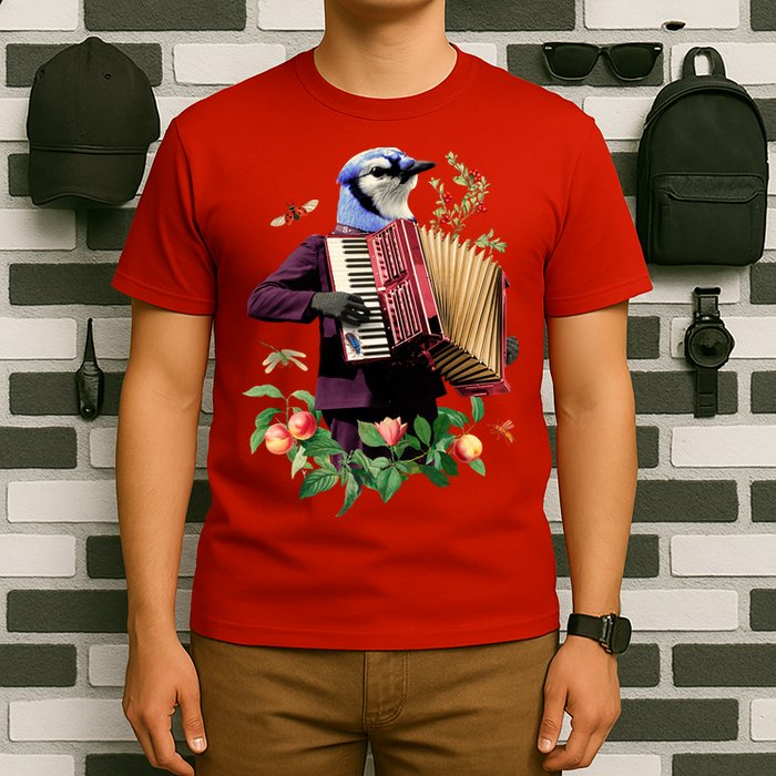Blue Bird Fancy Animal Musician T-Shirt