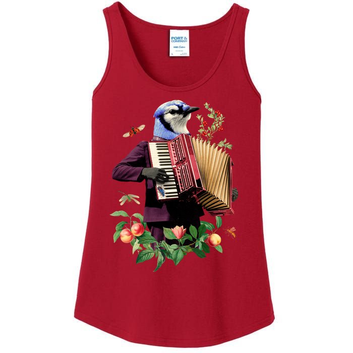 Blue Bird Fancy Animal Musician Ladies Essential Tank