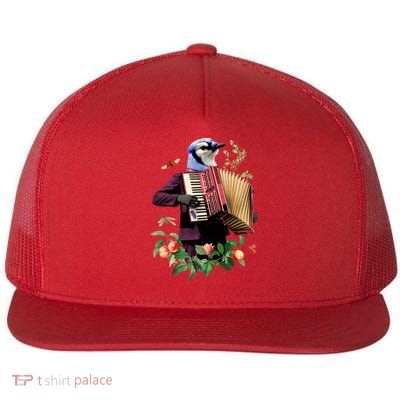 Blue Bird Fancy Animal Musician Flat Bill Trucker Hat