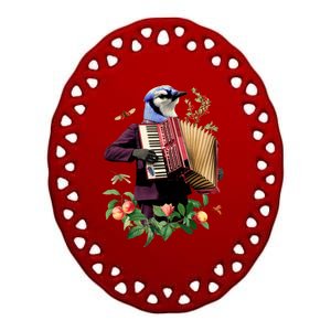 Blue Bird Fancy Animal Musician Ceramic Oval Ornament