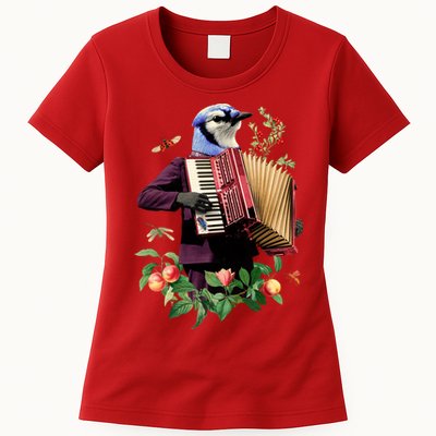 Blue Bird Fancy Animal Musician Womens T-Shirt