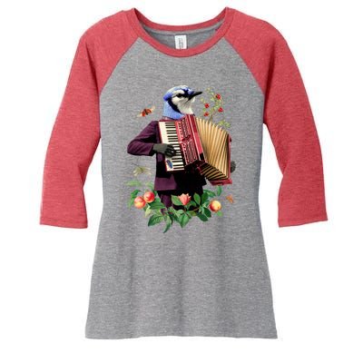 Blue Bird Fancy Animal Musician Women's Tri-Blend 3/4-Sleeve Raglan Shirt