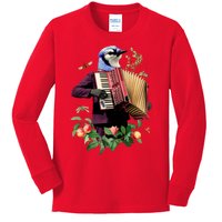 Blue Bird Fancy Animal Musician Kids Long Sleeve Shirt