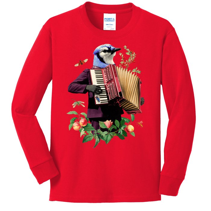 Blue Bird Fancy Animal Musician Kids Long Sleeve Shirt