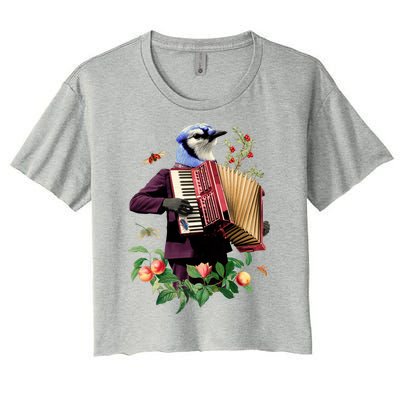 Blue Bird Fancy Animal Musician Women's Crop Top Tee