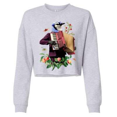 Blue Bird Fancy Animal Musician Cropped Pullover Crew