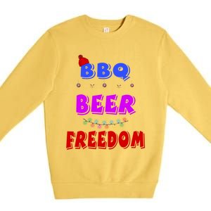 Bbq Beer Freedom America Christmas Cool Gift Premium Crewneck Sweatshirt