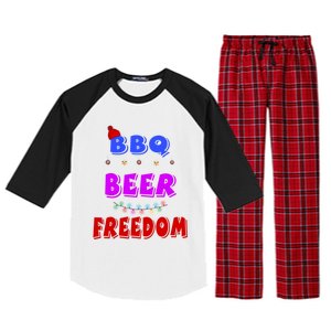 Bbq Beer Freedom America Christmas Cool Gift Raglan Sleeve Pajama Set