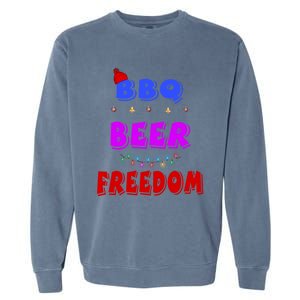 Bbq Beer Freedom America Christmas Cool Gift Garment-Dyed Sweatshirt