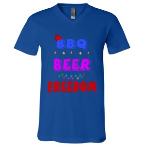 Bbq Beer Freedom America Christmas Cool Gift V-Neck T-Shirt