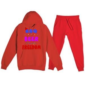 Bbq Beer Freedom America Christmas Cool Gift Premium Hooded Sweatsuit Set