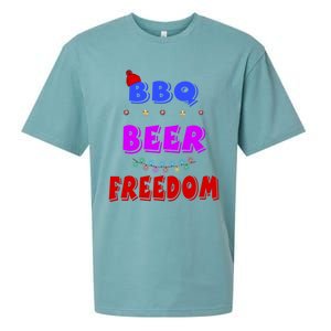 Bbq Beer Freedom America Christmas Cool Gift Sueded Cloud Jersey T-Shirt