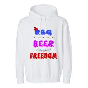 Bbq Beer Freedom America Christmas Cool Gift Garment-Dyed Fleece Hoodie