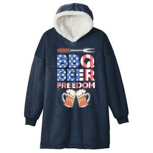 Bbq Beer Freedom America Usa Party 4th Of July Meaningful Gift Hooded Wearable Blanket