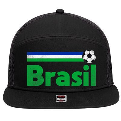 Brasil Brazil Fan Retro Vintage Flag 7 Panel Mesh Trucker Snapback Hat