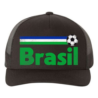 Brasil Brazil Fan Retro Vintage Flag Yupoong Adult 5-Panel Trucker Hat