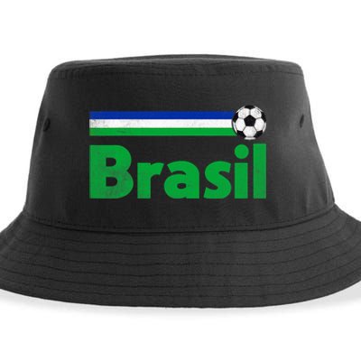 Brasil Brazil Fan Retro Vintage Flag Sustainable Bucket Hat