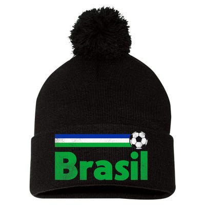 Brasil Brazil Fan Retro Vintage Flag Pom Pom 12in Knit Beanie