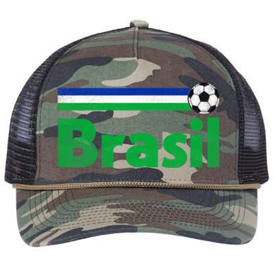 Brasil Brazil Fan Retro Vintage Flag Retro Rope Trucker Hat Cap