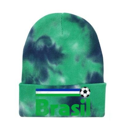 Brasil Brazil Fan Retro Vintage Flag Tie Dye 12in Knit Beanie