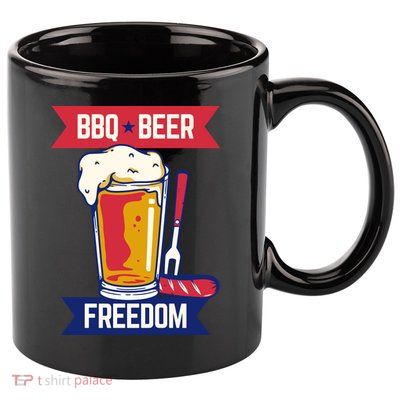 BBQ Beer Freedom America USA Party Summer 11oz C Handle Ceramic Mug