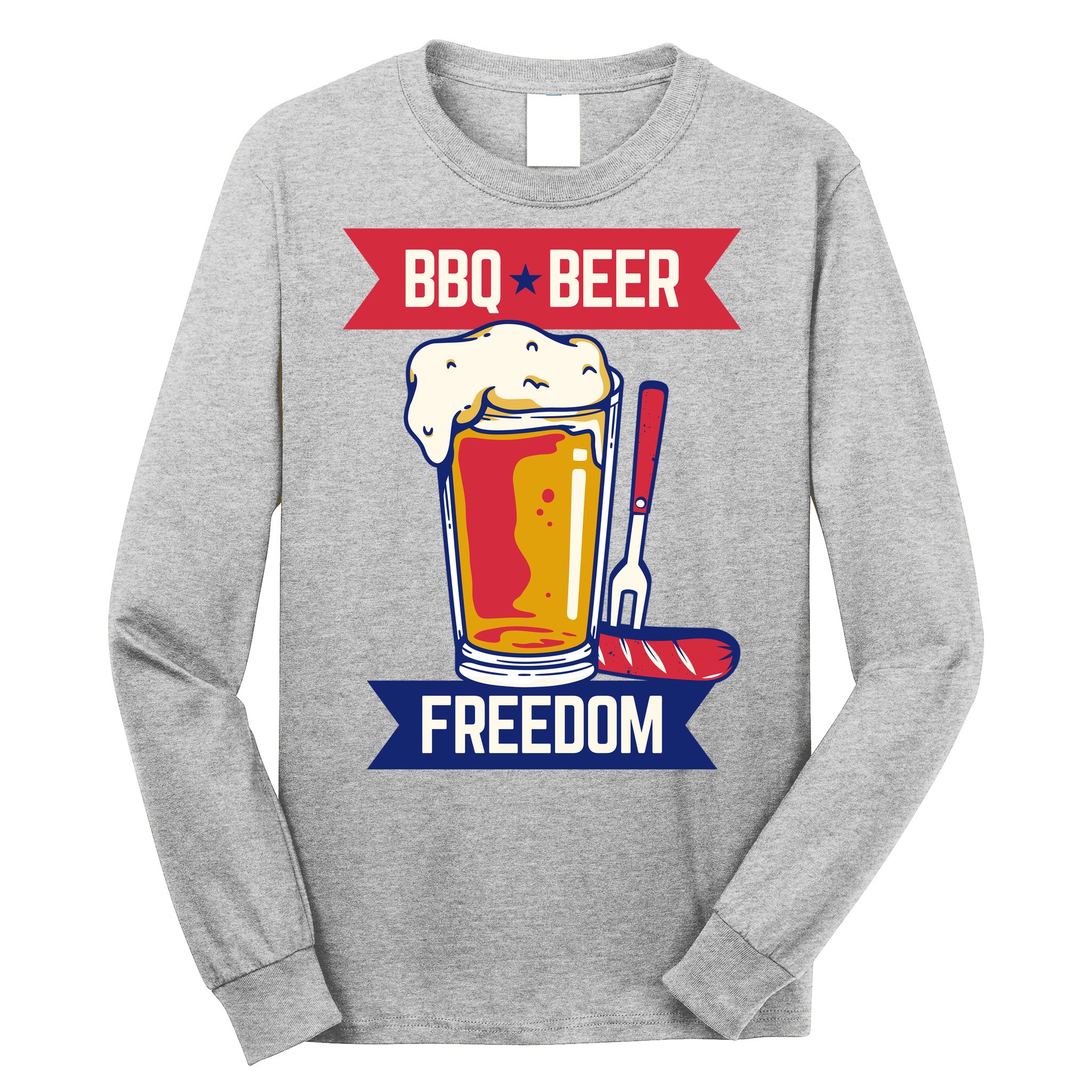 BBQ Beer Freedom America USA Party Summer Long Sleeve Shirt