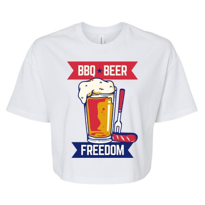 BBQ Beer Freedom America USA Party Summer Bella+Canvas Jersey Crop Tee