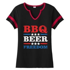 Bbq Beer Freedom Usa Party Gift Great Gift Ladies Halftime Notch Neck Tee