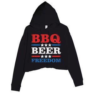 Bbq Beer Freedom Usa Party Gift Great Gift Crop Fleece Hoodie