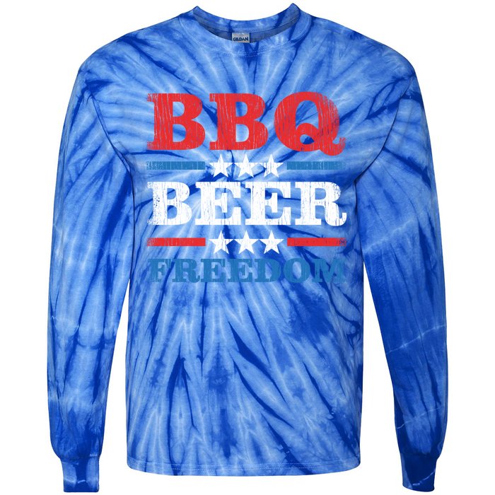 Bbq Beer Freedom Usa Party Gift Great Gift Tie-Dye Long Sleeve Shirt