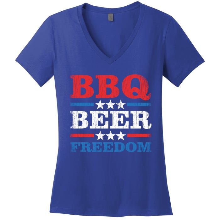 Bbq Beer Freedom Usa Party Gift Great Gift Women's V-Neck T-Shirt