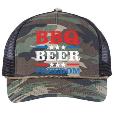 Bbq Beer Freedom Usa Party Gift Great Gift Retro Rope Trucker Hat Cap