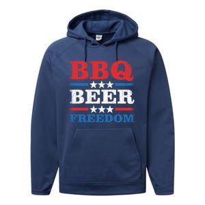 Bbq Beer Freedom Usa Party Gift Great Gift Performance Fleece Hoodie