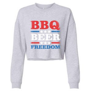 Bbq Beer Freedom Usa Party Gift Great Gift Cropped Pullover Crew