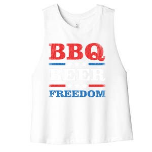 Bbq Beer Freedom Usa Party Gift Great Gift Women's Racerback Cropped Tank